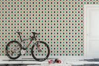 Papel de parede geométrico xadrez laranja preto e verde 1292-2822