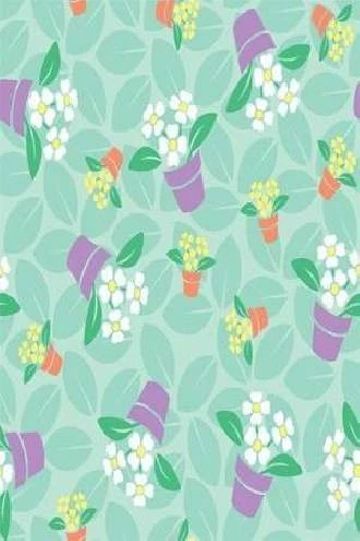 Papel de parede infantil com vasos de flores