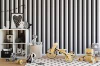 Papel de parede listrado preto cinza e branco 297-2840