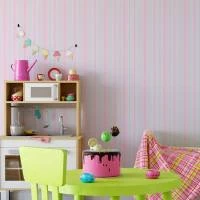 Papel de parede listrado exclusivo azul e rosa 310-2845
