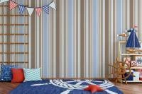 Papel de parede listrado exclusivo marrom e azul 317-2846