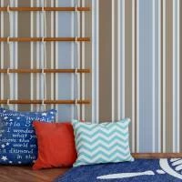 Papel de parede listrado exclusivo marrom e azul 317-2847