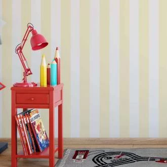 Papel de parede listrado creme e branco