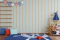 Papel de parede listrado bege creme e azul claro 220-2856