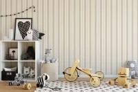 Papel de parede listrado bege creme e cinza 221-2858