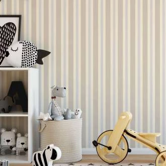 Papel de parede listrado bege creme e cinza