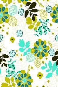 Papel de parede retro floral verde 10-29
