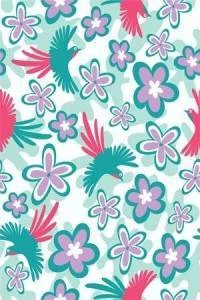 Papel de parede infantil com flores e passaros