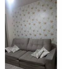 Papel de paredelicado com fundo branco e flores marrom 1328-2928