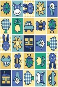 Papel de parede infantil quadriculado com bichinhos 263-294