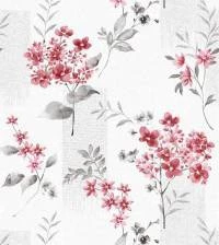 Papel de parede flores vermelha e cinza 1334-2940