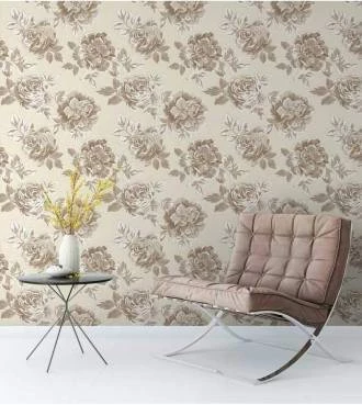 Papel de parede rosas bege e marrom