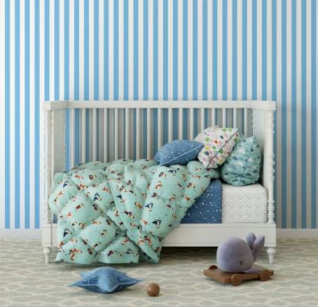 Papel de parede listrado azul bebe e branco (3cm) 416-2979