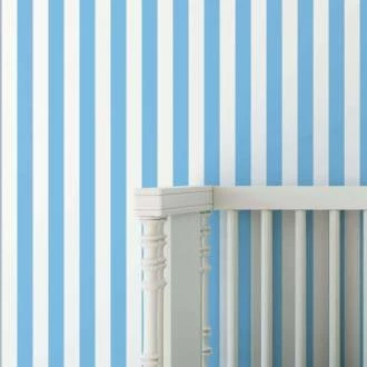 Papel de parede listrado azul bebe e branco (3cm)