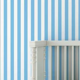 Papel de parede listrado azul bebe e branco (3cm)