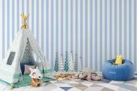 Papel de parede listrado azul bebe e branco (5cm) 415-2981