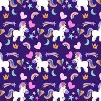 Papel de parede unicórnio branco com fundo roxo