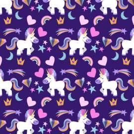 Papel de parede unicórnio branco com fundo roxo
