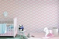 Papel de parede kawaii rosa com nuvem 1373-3036