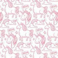 Papel de parede branco com unicórnio rosa