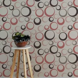 Papel de Parede Círculos com Círculos Vermelho