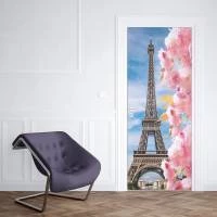 Adesivo de porta Torre Eiffel floral 1398-3070