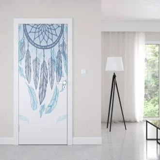 Adesivo de porta com filtro dos sonhos azul