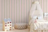 Papel de parede listrado marrom claro branco e rosa 472-3113
