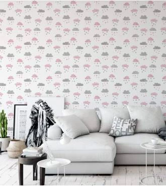 Papel de parede com nuvens em tons de rosa