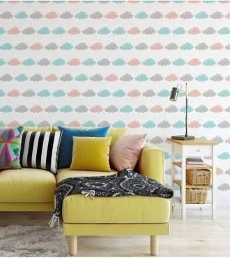 Papel de parede infantil com nuvens