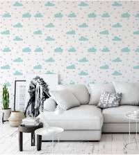 Papel de parede infantil de nuvem em azul 1422-3136