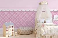 Papel meia parede xadrez rosa 413-3145