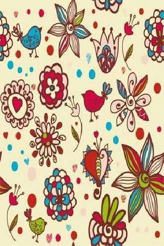 Papel de parede teen, com flores e passaros