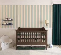 Papel meia parede listrado creme, bege e verde 571-3151