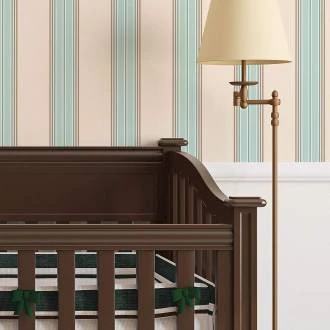 Papel meia parede listrado creme, bege e verde