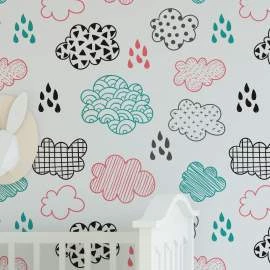 Papel de parede nuvem infantil coloridas