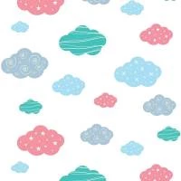 Papel de parede nuvens rosa azul e verde 1367-3157