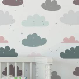 Papel de parede com nuvens e fundo branco