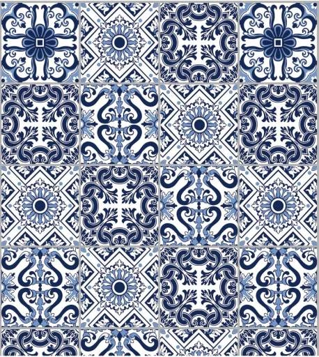 Ladrilho Hidráulico geométrico royal blue 724-3180