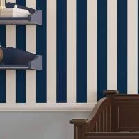 Papel meia parede listras de 5cm em azul marinho e branco 1427-3241