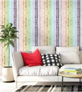 Papel de parede madeira colorida