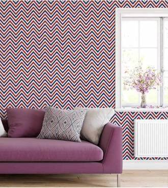 Papel de parede chevron branco azul e vermelho