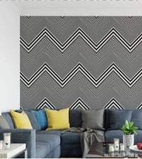 Papel de parede chevron zig zag branco e preto 1461-3325