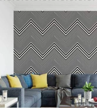 Papel de parede chevron zig zag branco e preto