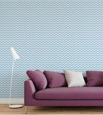 Papel de parede chevron em tons de azul e branco