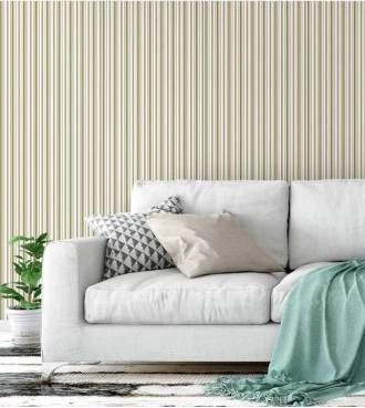 Papel de parede listrado bege verde e marrom