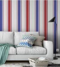 Papel de parede listrado azul branco e vermelho 486-3348