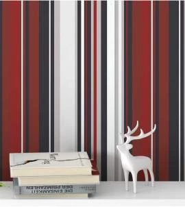Papel de parede listrado vermelho branco e preto