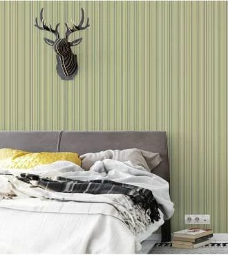 Papel de parede listrado vertical em tons de verde