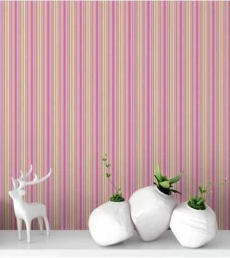 Papel de parede com listras verticais rosa